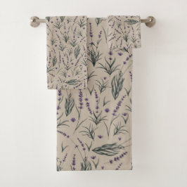 Lavender Botanical Bathroom Towel Set
