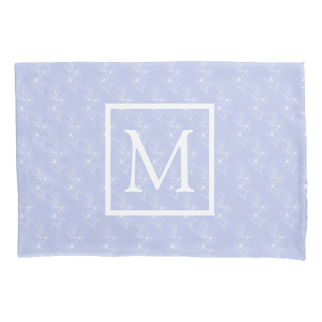 Lavender Botanical Floral Blue Bedroom Initial Pil Kissenbezug (Vorderseite)