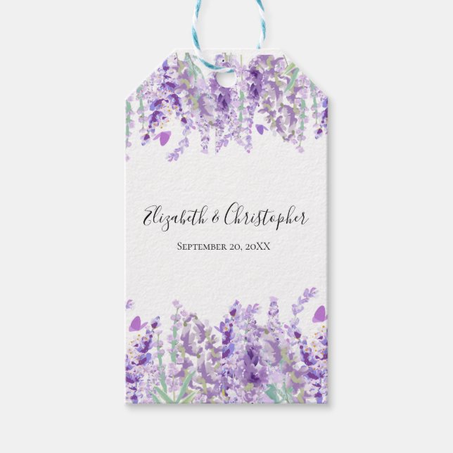 Lavender Botanical Floral Lila Green Wedding Geschenkanhänger (Vorderseite)