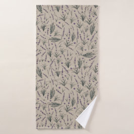 Lavender Botanical Pattern Bath Towel Badehandtuch