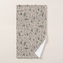 Lavender Botanical Pattern Hand Towel Handtuch