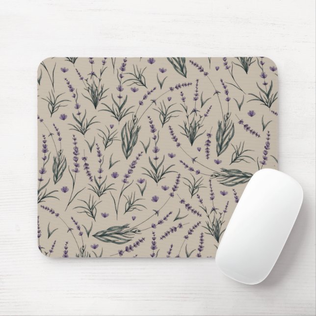 Lavender Botanical Pattern Mouse Pad Mousepad (Mit Mouse)