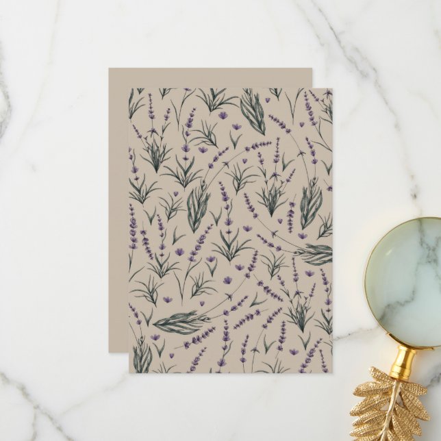 Lavender Botanical Pattern Thank You Card Dankeskarte (Vorderseite/Rückseite Beispiel)