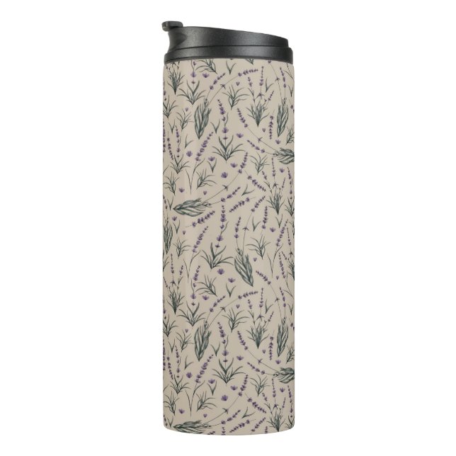 Lavender Botanical Pattern Thermal Tumbler Thermosbecher (Nach rechts gedreht)