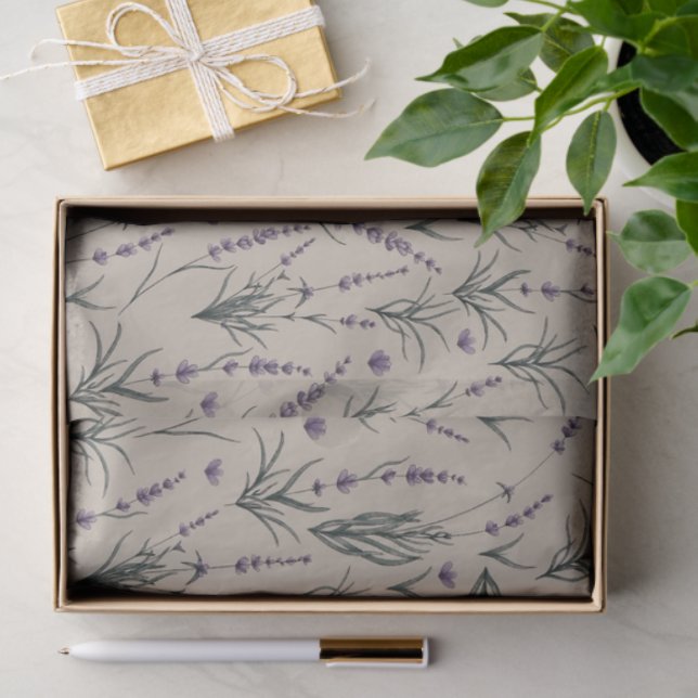 Lavender Botanical Pattern Tissue Paper Seidenpapier (Geschenk)