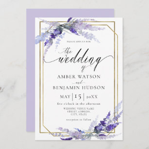 Lavender Botanische Floral Dusty Puple Wedding Einladung