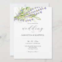 Lavender Botanische Hochzeitseinladung mit QR-Code
