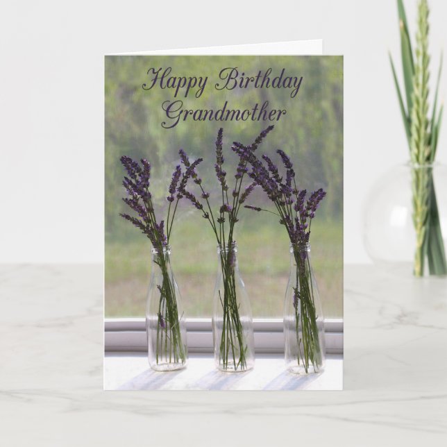 Lavender Bouquets Großmutter Happy Birthday Karte (Vorderseite)