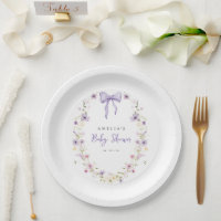 Lavender Bow Baby Dusche Wildblume Papier Teller