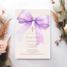 Lavender bow cream girl Confirmation rose gold Folieneinladung
