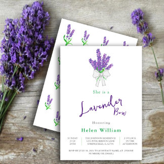 Lavender Bow Lila Baby Dusche Einladung