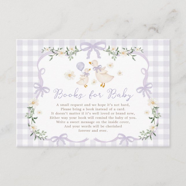 Lavender Bow Silly Goose Books for Baby Begleitkarte (Vorderseite)