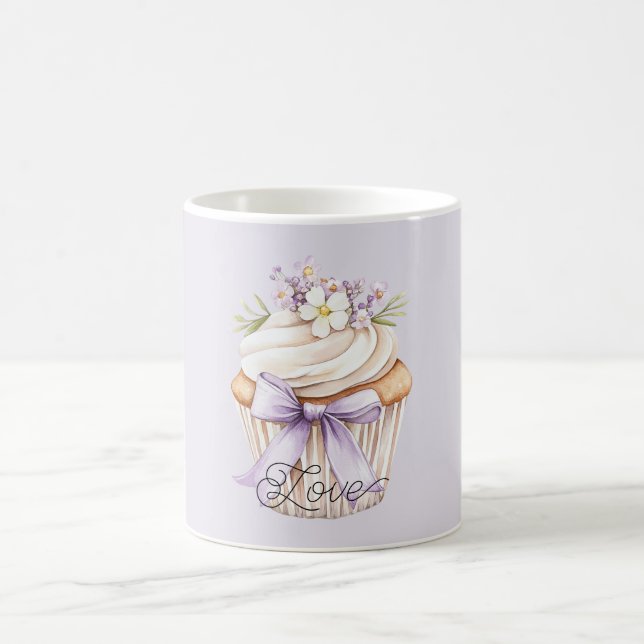 Lavender Bow Wildflower Love Cupcake Kaffeetasse (Mittel)