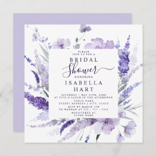 Lavender Brautparty Floral Botanisches Elegantes Einladung