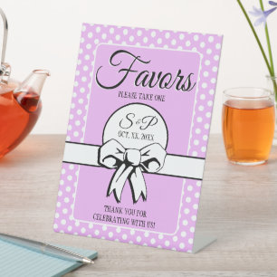 Lavender Brautparty White Polka Dots and Bows Sockelschild