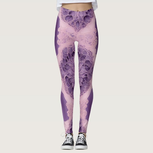 Lavender Bubblegum AI Art Leggings (Vorderseite)