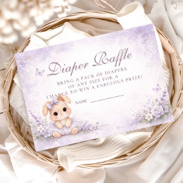 Lavender Bunny Floral Diapper Raffle Begleitkarte