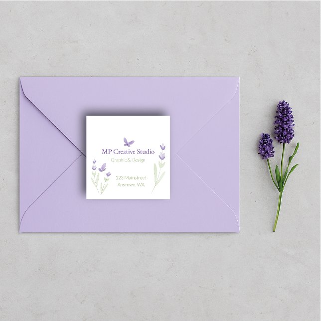 Lavender Business Branding Quadratischer Aufkleber (Von Creator hochgeladen)