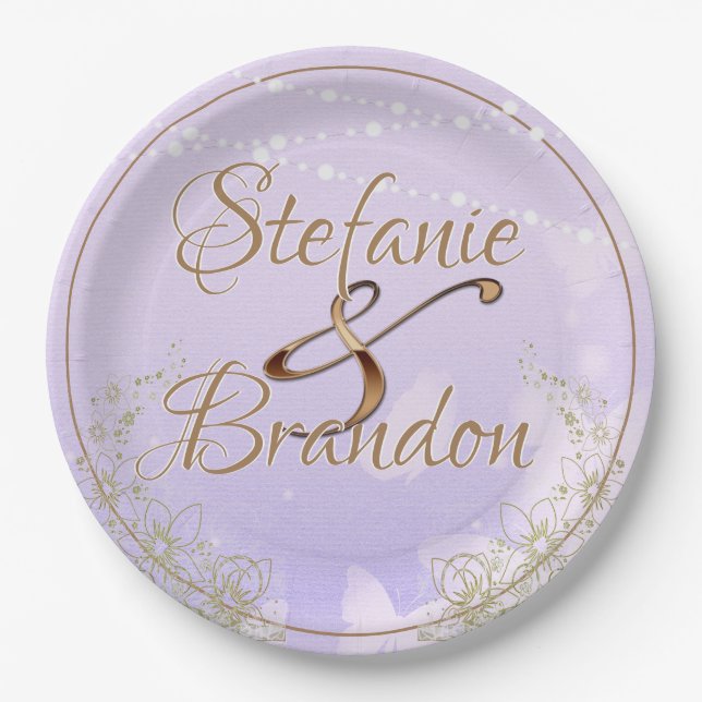 Lavender Butterflies Pappteller (Vorderseite)