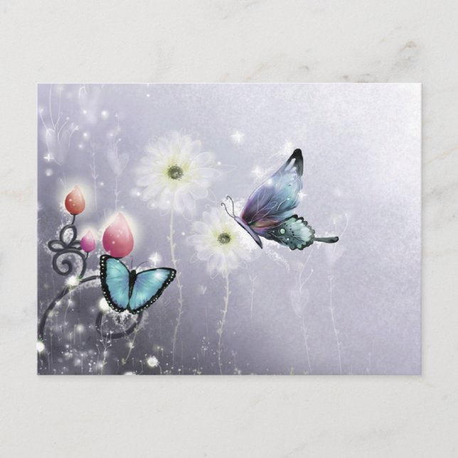 Lavender Butterfly Abstract Postkarte (Vorderseite)