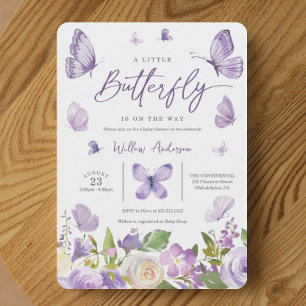 Lavender Butterfly Baby Dusche Einladung