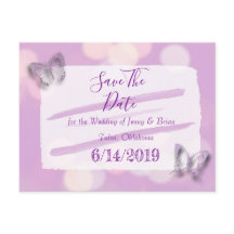 Lavender Butterfly Wedding Save the Date