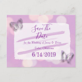 Lavender Butterfly Wedding Save the Date Postkarte