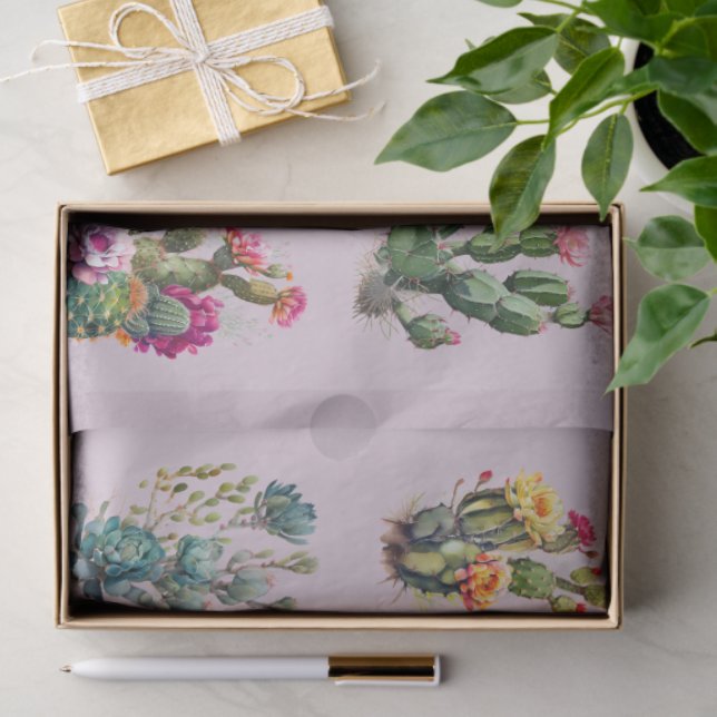 Lavender Cactus Succulent Tropical Seidenpapier (Geschenk)