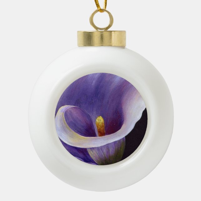 Lavender Calla Lily Keramik Kugel-Ornament (Vorderseite)