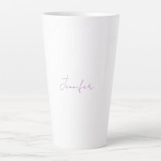 Lavender Calligraphy Elegant Schlichter Name Milchtasse (Vorderseite)