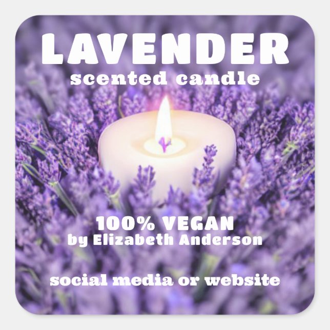 Lavender Candle Square Sticker (Vorderseite)