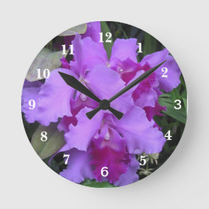 Lavender Catleya Orchids Runde Wanduhr
