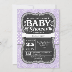 Lavender Chalkboard Floral Baby Dusche laden Einladung