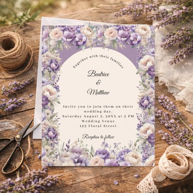 Lavender champagne cream arch wedding invitation (Von Creator hochgeladen)