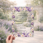 Lavender champagne cream floral luxury wedding acryleinladungen<br><div class="desc">Invite your loved ones in style with this Lavender Champagne Themed Wedding Invitation. The design showcases lush watercolor lavender and delicate cream,  champagne-colored blooms. This floral suite is an ideal choice for couples planning a romantic late summer garden ceremony or an elegant fall harvest celebration.</div>