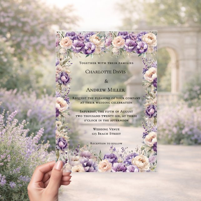 Lavender champagne cream floral luxury wedding acryleinladungen (Von Creator hochgeladen)