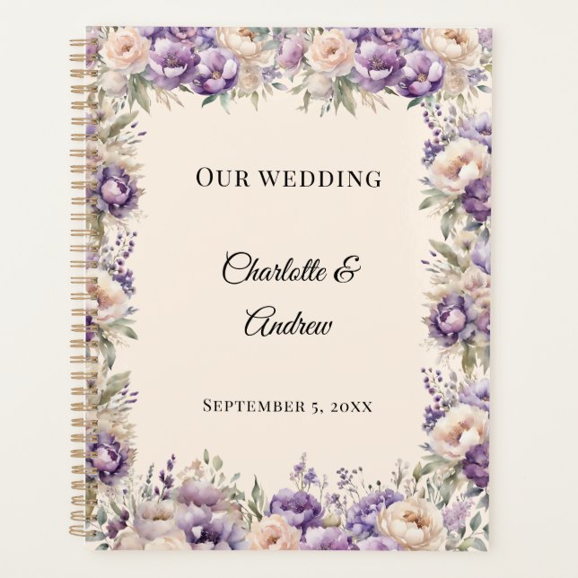 Lavender champagne floral wedding planer (Vorderseite)