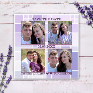Lavender Checkered Foto Save the Date Magnet