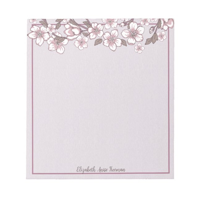 Lavender Cherry Blossom Personalisiert Notepad Notizblock (Vorderseite)