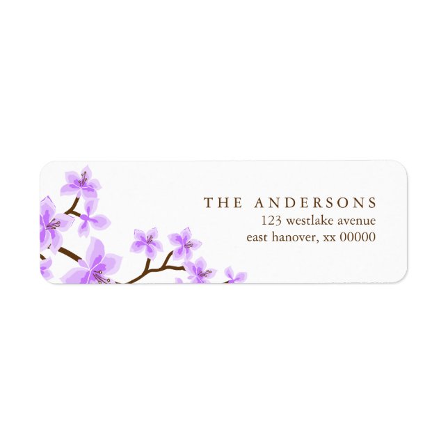 Lavender Cherry Blossoms Adressetiketten (Vorne)