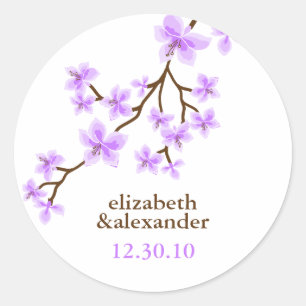 Lavender Cherry Blossoms Hochzeit Runder Aufkleber