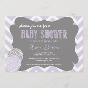 Lavender Chic Zickzack Baby Dusche Einladung