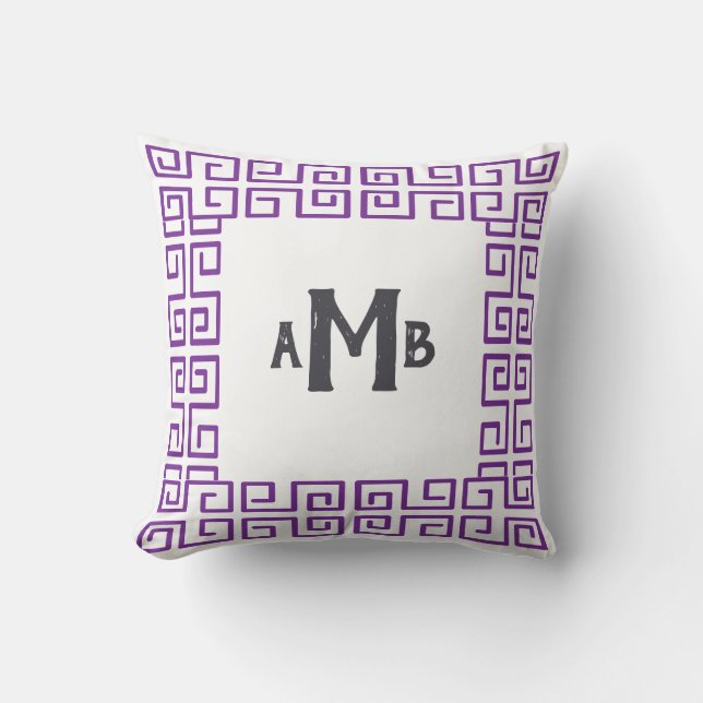 Lavender Chinoiserie Monogram Kissen (Vorderseite)