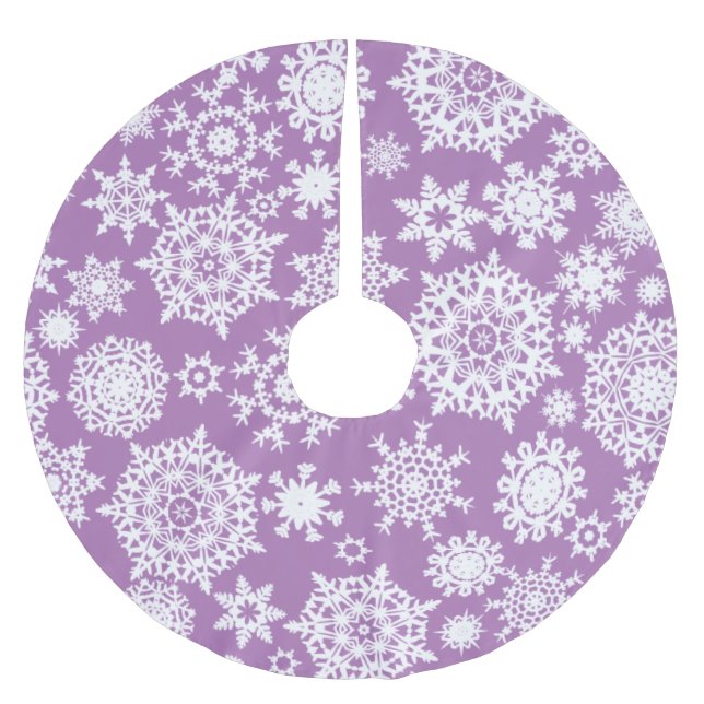 Lavender Christmas Snowflake Muster Baumrock Polyester Weihnachtsbaumdecke (Vorderseite)