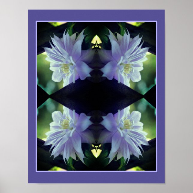 Lavender Clematis Blume in Trellis Abstrakt Poster (Vorne)