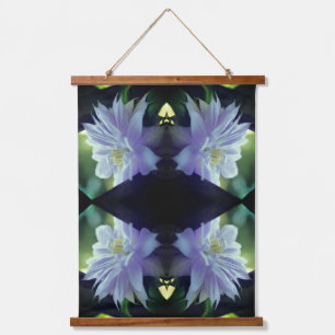 Lavender Clematis Blume in Trellis Abstrakt Wandteppich Mit Holzrahmen