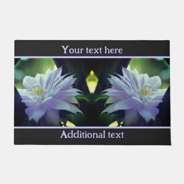 Lavender Clematis Blume in Trellis Personalisiert Fußmatte (Vorderseite)