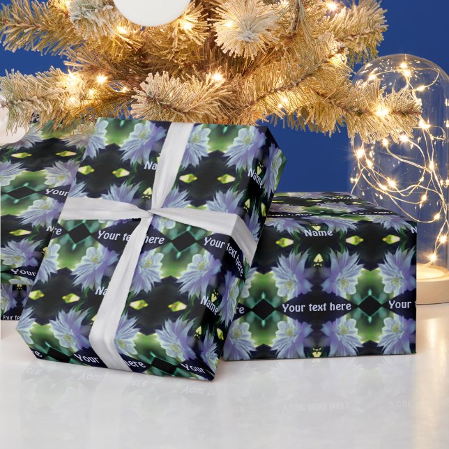 Lavender Clematis Blume in Trellis Personalisiert Geschenkpapier (Feiertage)