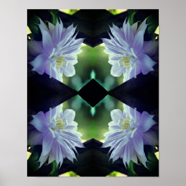 Lavender Clematis Blume Trellis Mirror Abstrakt Poster (Vorne)