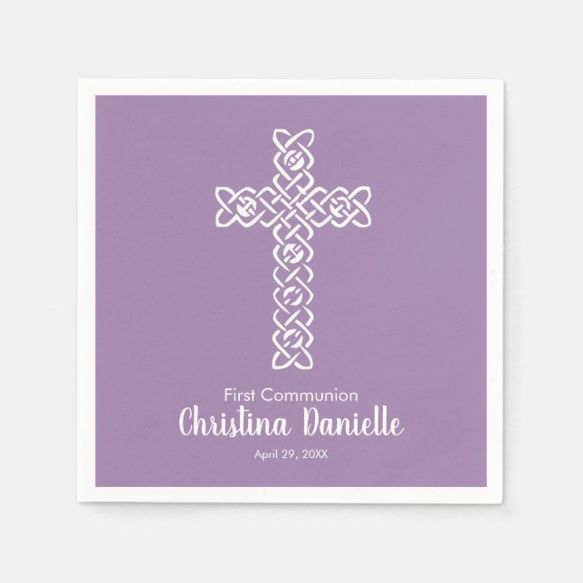 Lavender Communion Taufe Christening Serviette (Vorderseite)